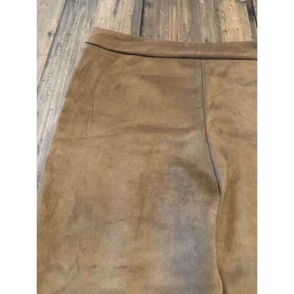 Zara Women’s Vegan Faux Suede Straight Leg Pants Size XL Ankle Zip Slacks - Picture 13 of 15